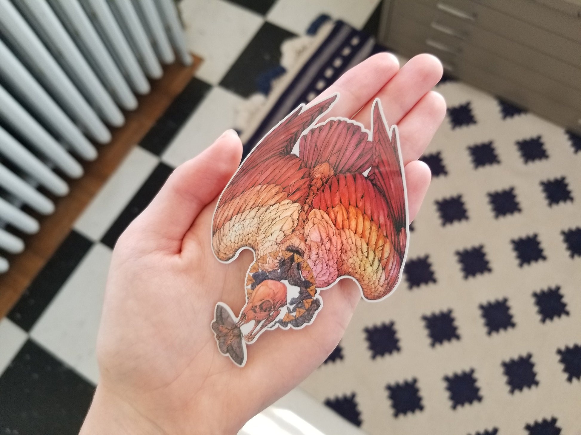 Red Cherub Holographic Sticker