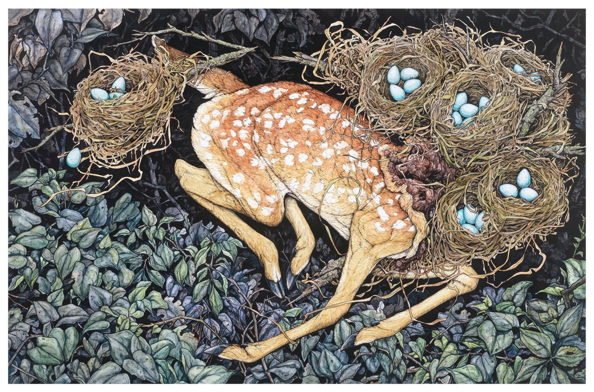 Nested Fawn Holographic Sticker