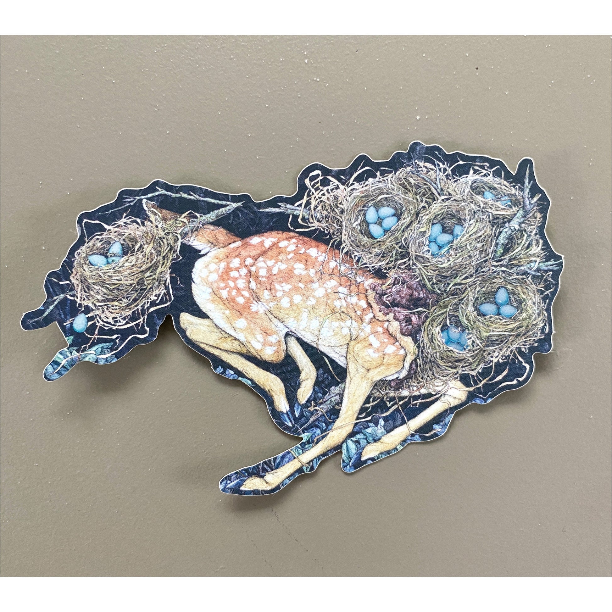 Nested Fawn Holographic Sticker