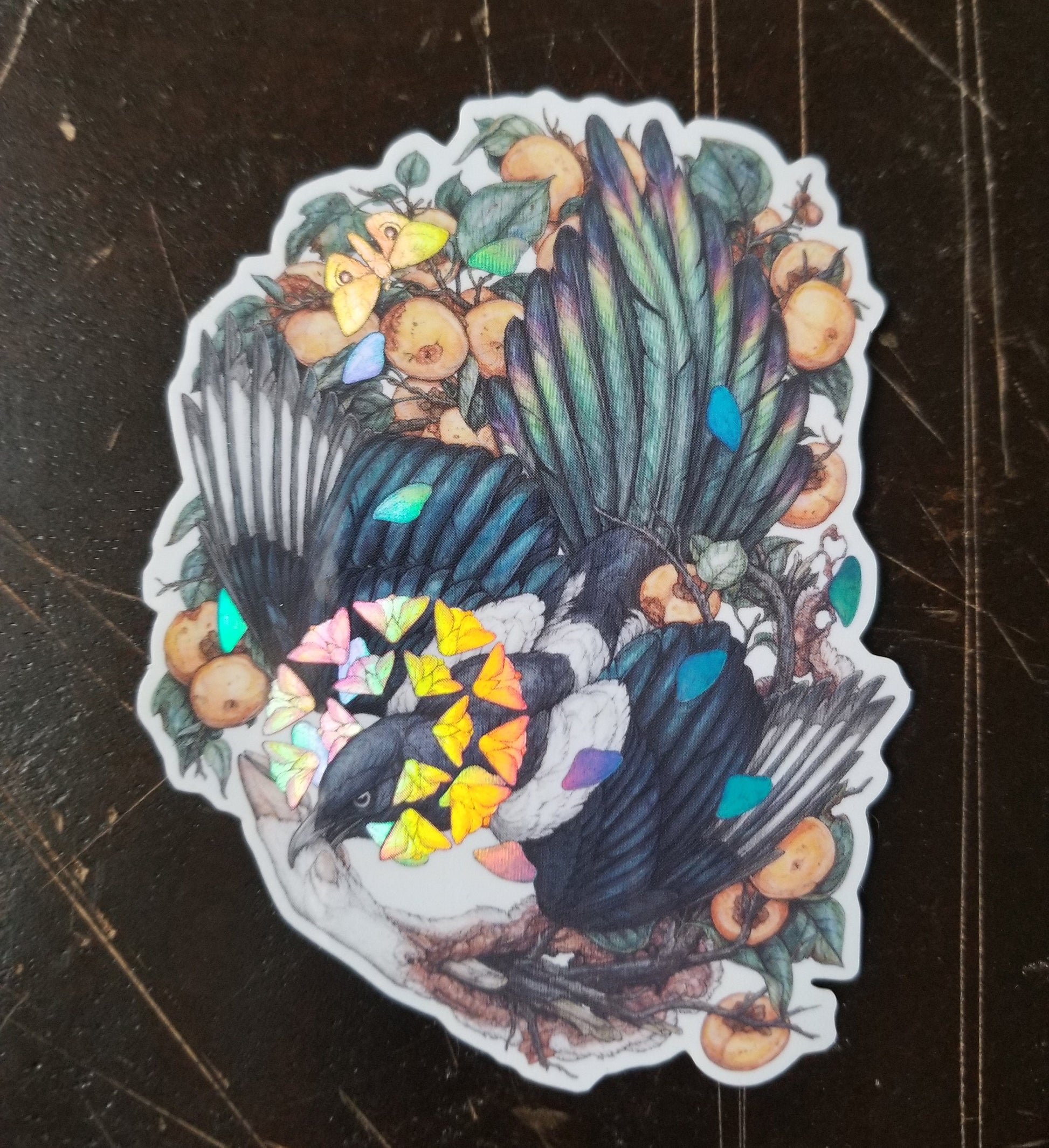One For Sorrow Takes One For Luck Holographic Sticker