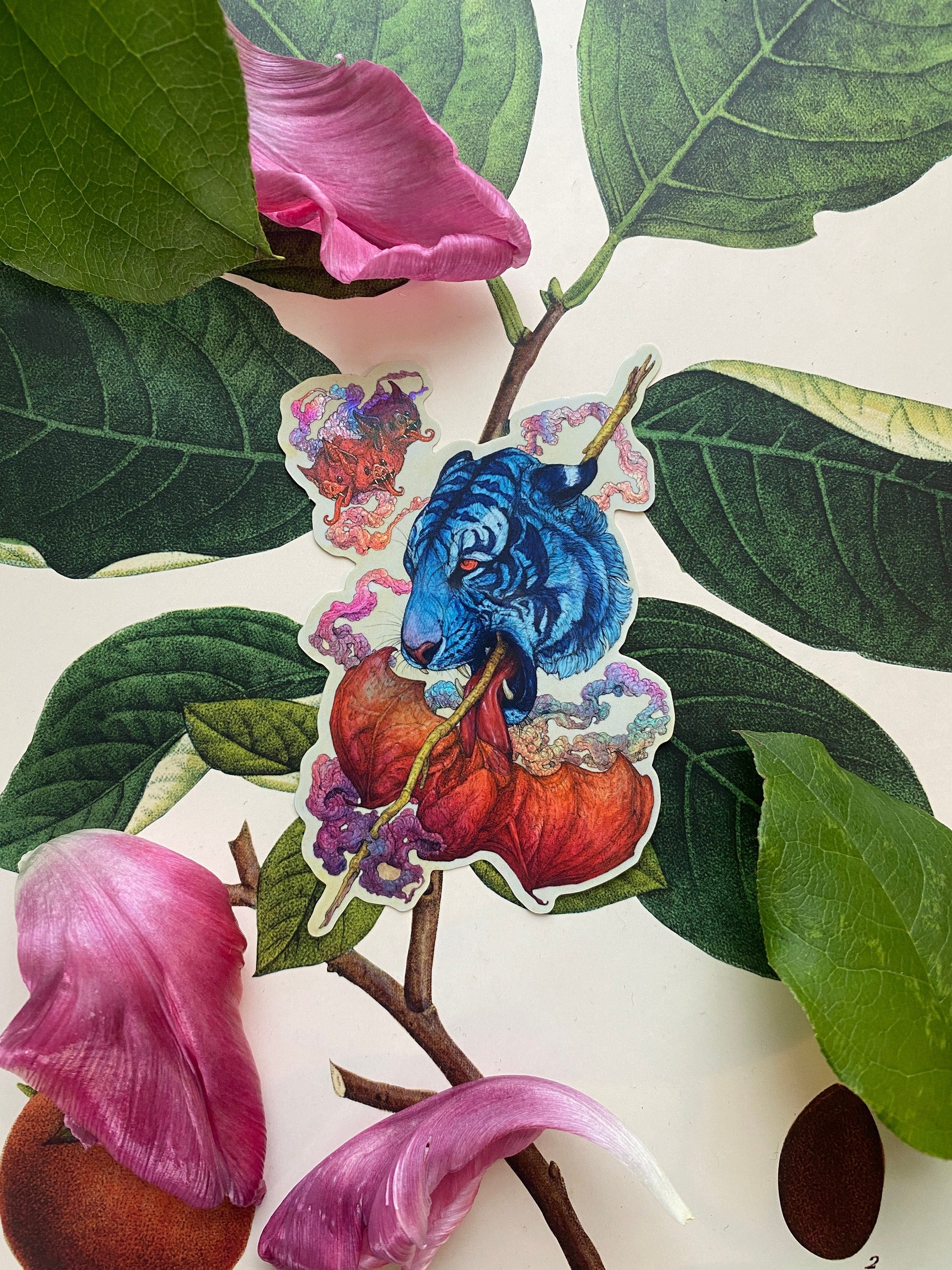 Blue Tiger Holographic Sticker