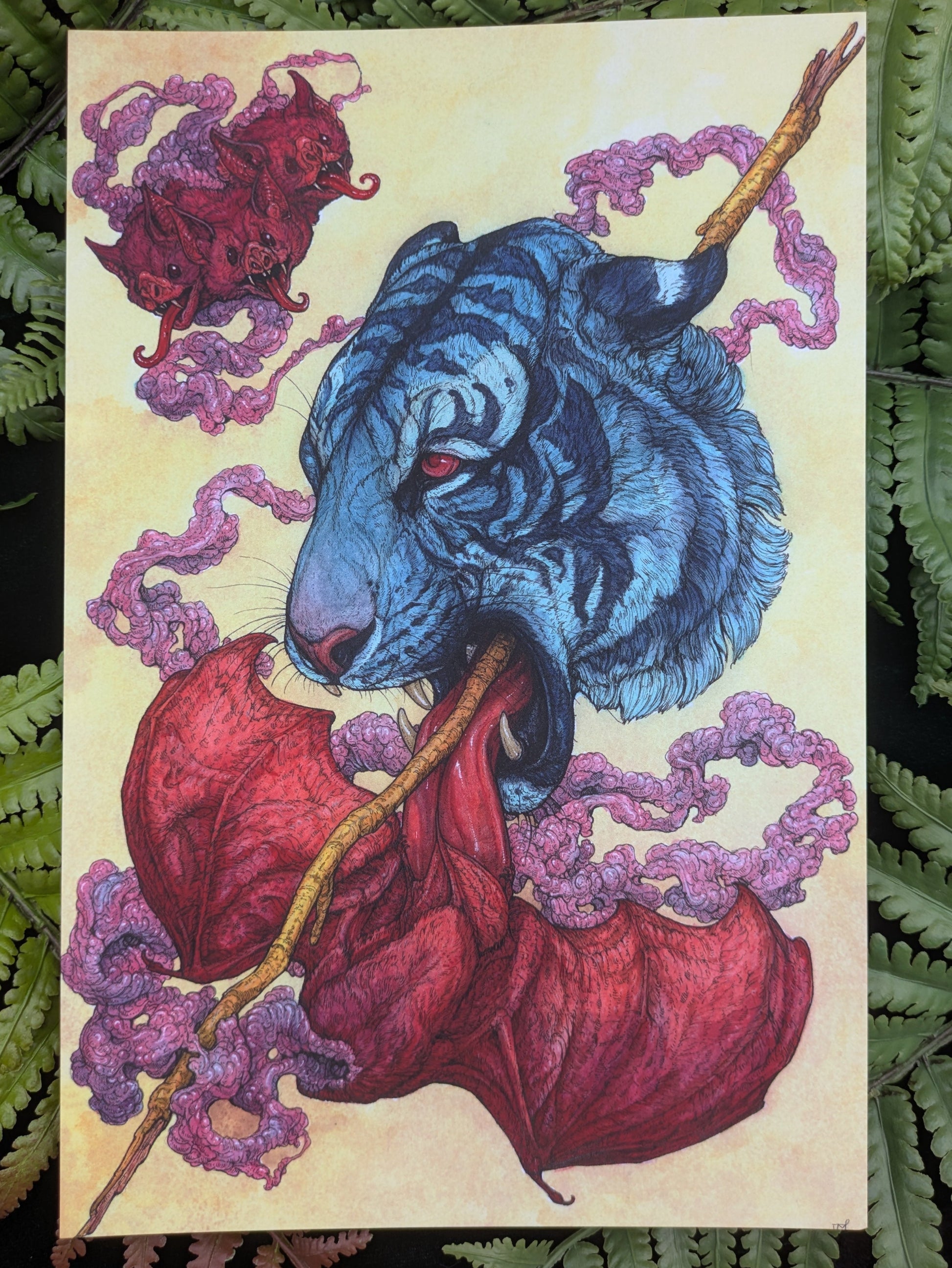 Blue Tiger Velvet-Touch Mini Print